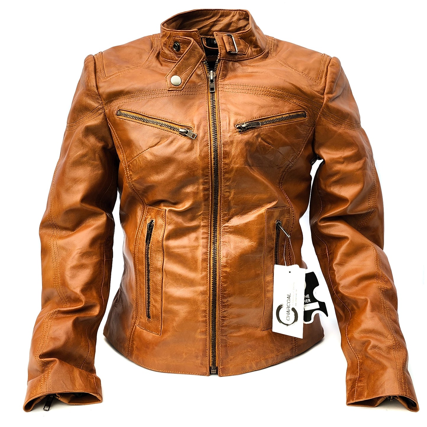 Bronze Ridge - Womens REAL Genuine Leather Jacket - Tan Classic Cut