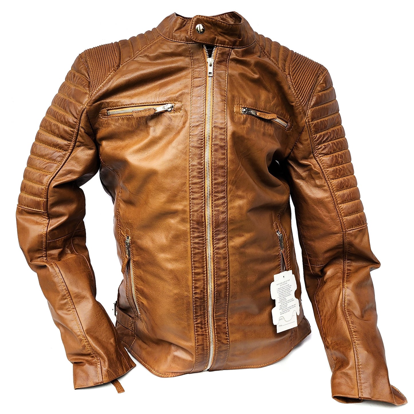 Dune Rider - Mens REAL Genuine Leather Jacket - Tan Ribbed