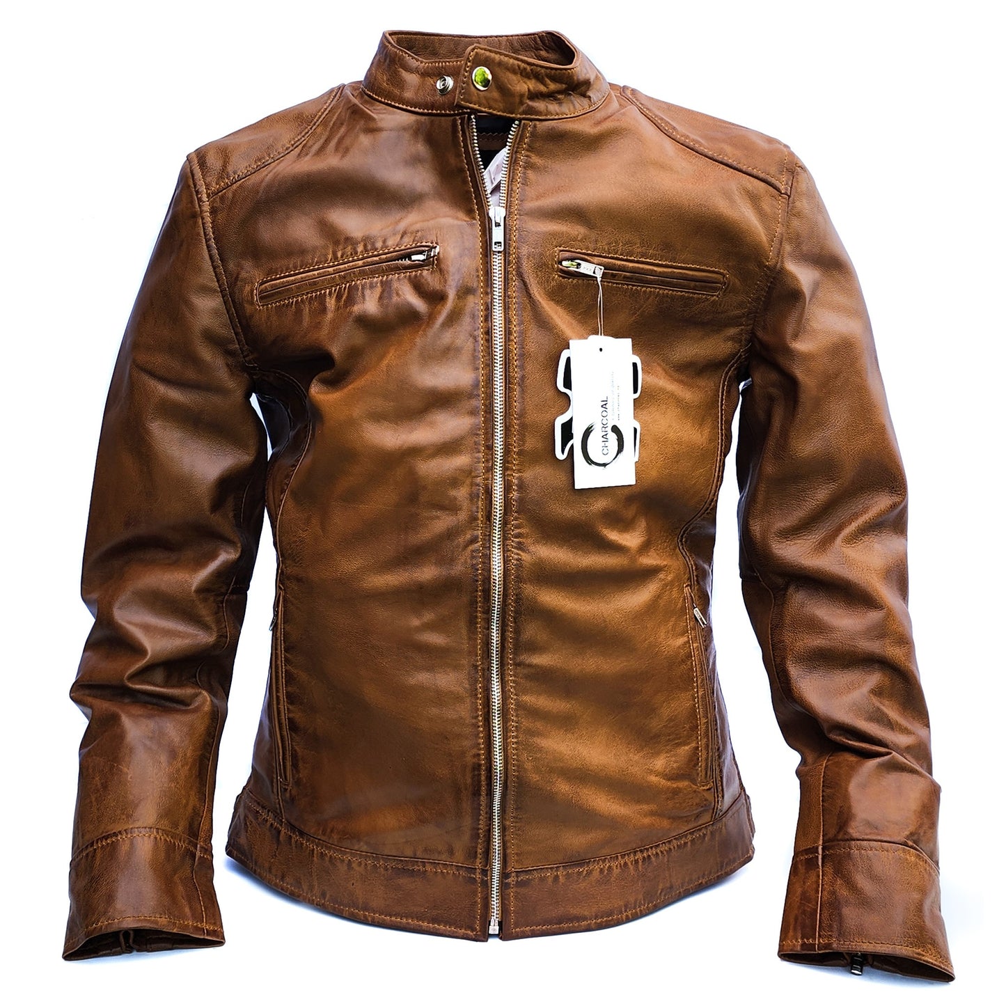 The Camel - Mens REAL Genuine Leather Jacket - Tan Classic Cut