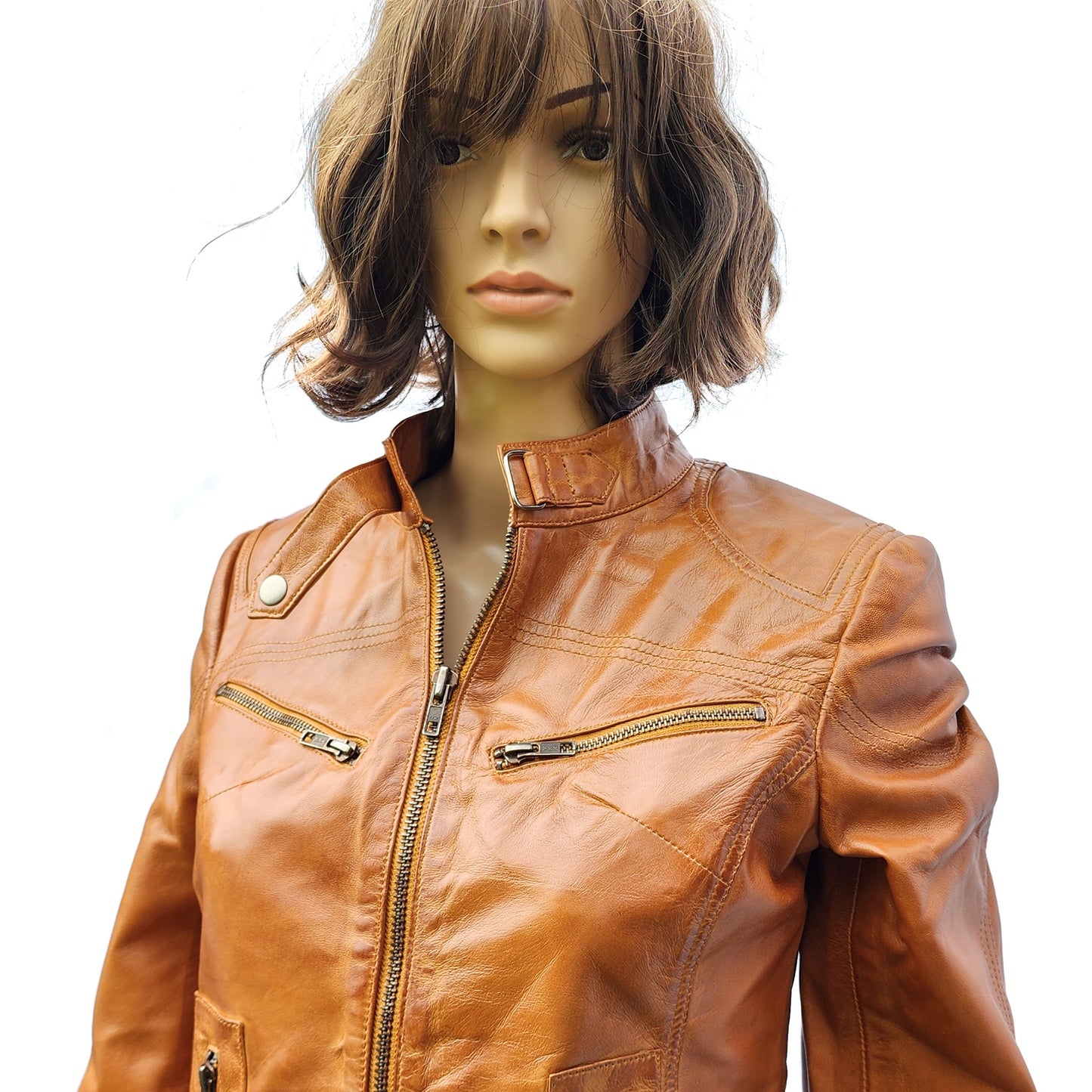 Bronze Ridge - Womens REAL Genuine Leather Jacket - Tan Classic Cut