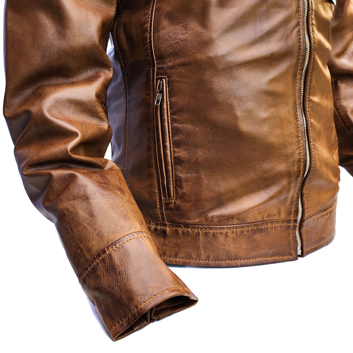 The Camel - Mens REAL Genuine Leather Jacket - Tan Classic Cut
