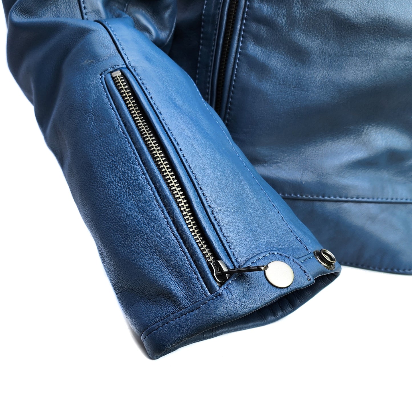 Blue Beetle - Mens REAL Genuine Leather Jacket - Blue & White Stripe