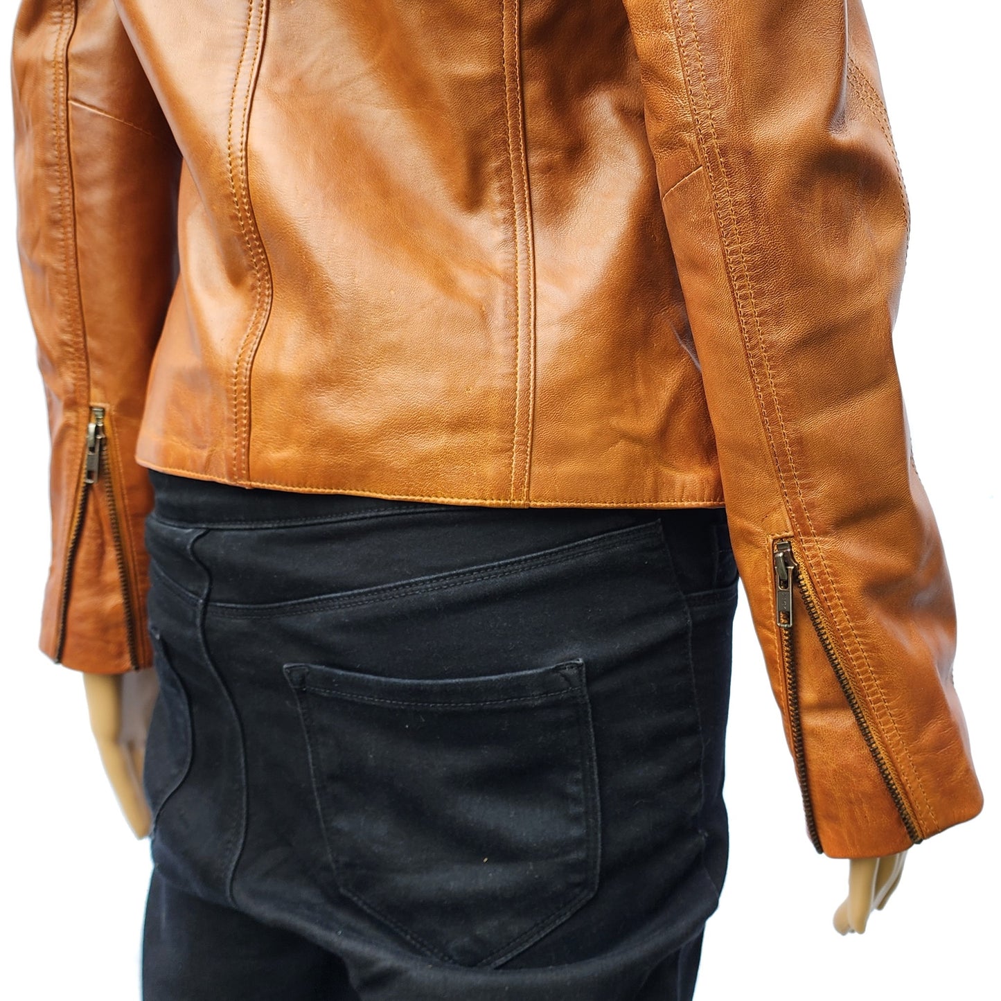 Bronze Ridge - Womens REAL Genuine Leather Jacket - Tan Classic Cut