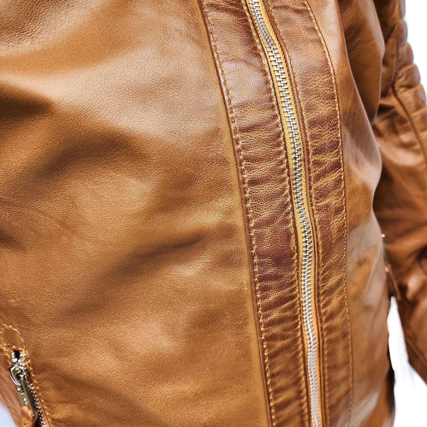 Dune Rider - Mens REAL Genuine Leather Jacket - Tan Ribbed