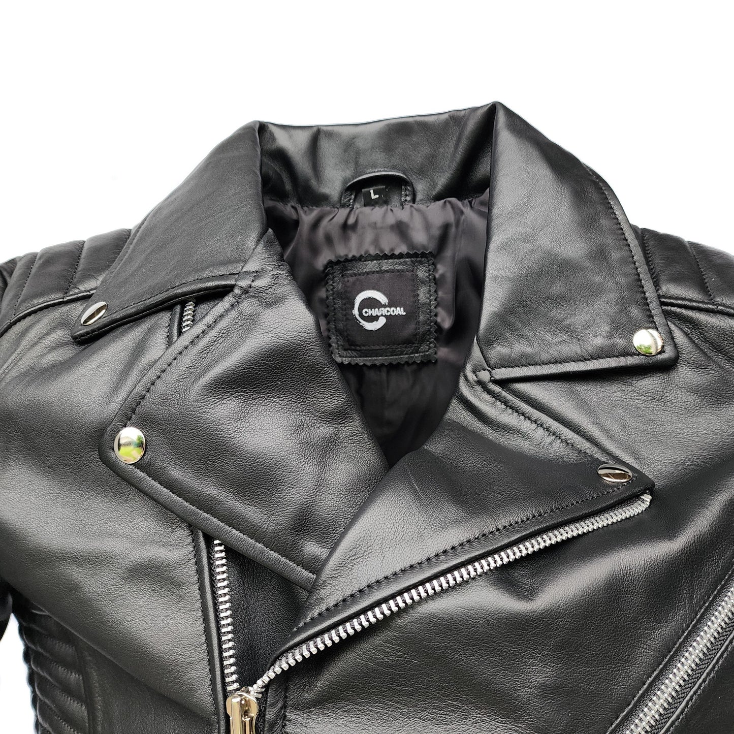 Rogue - Mens REAL Genuine Leather Jacket - Black Side Zip Ribbed