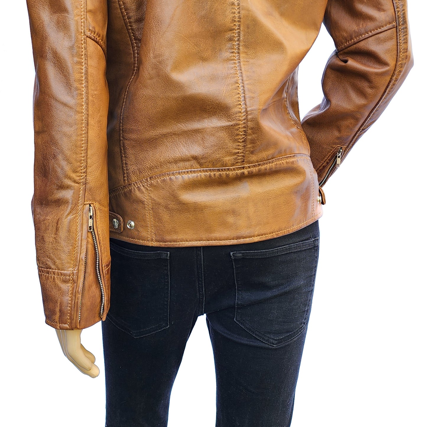 The Camel - Mens REAL Genuine Leather Jacket - Tan Classic Cut