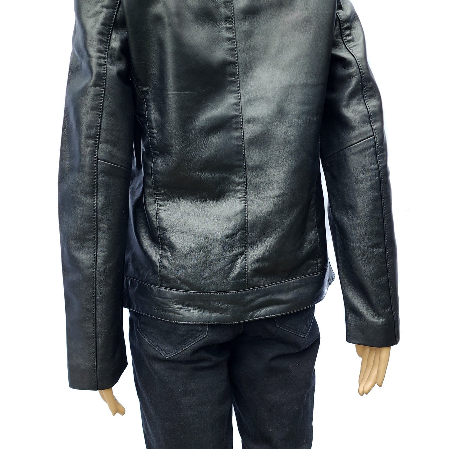 Viper Black - Womens REAL Genuine Leather Jacket - Black Side Zip