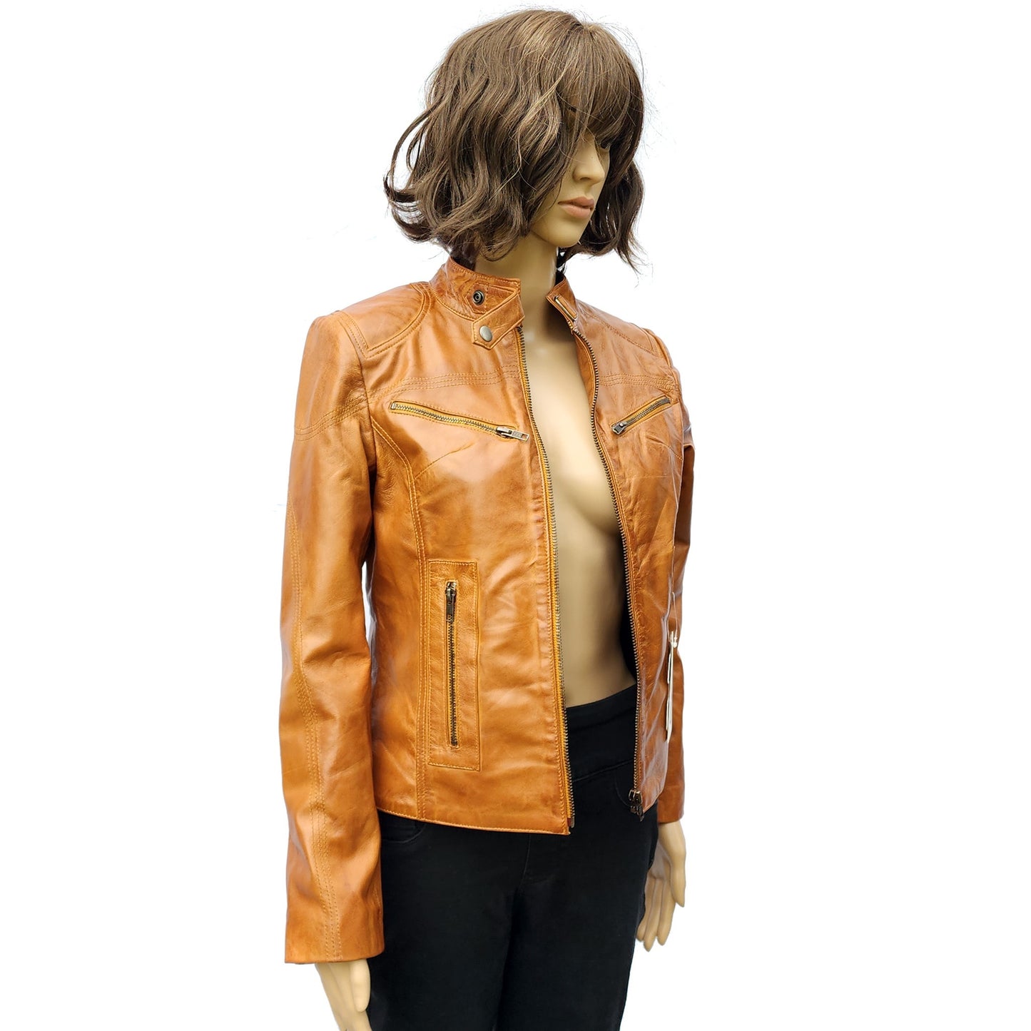 Bronze Ridge - Womens REAL Genuine Leather Jacket - Tan Classic Cut