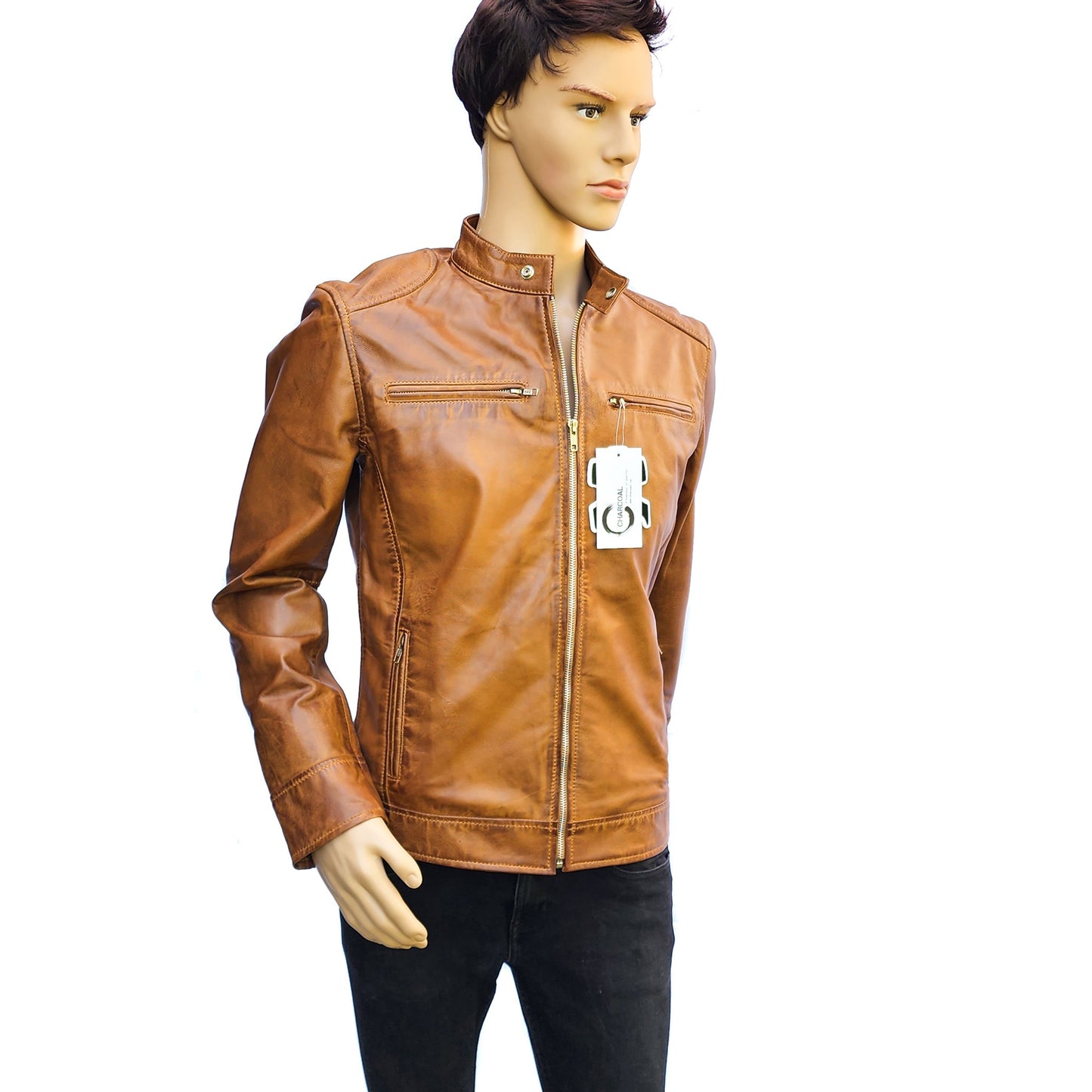 The Camel - Mens REAL Genuine Leather Jacket - Tan Classic Cut