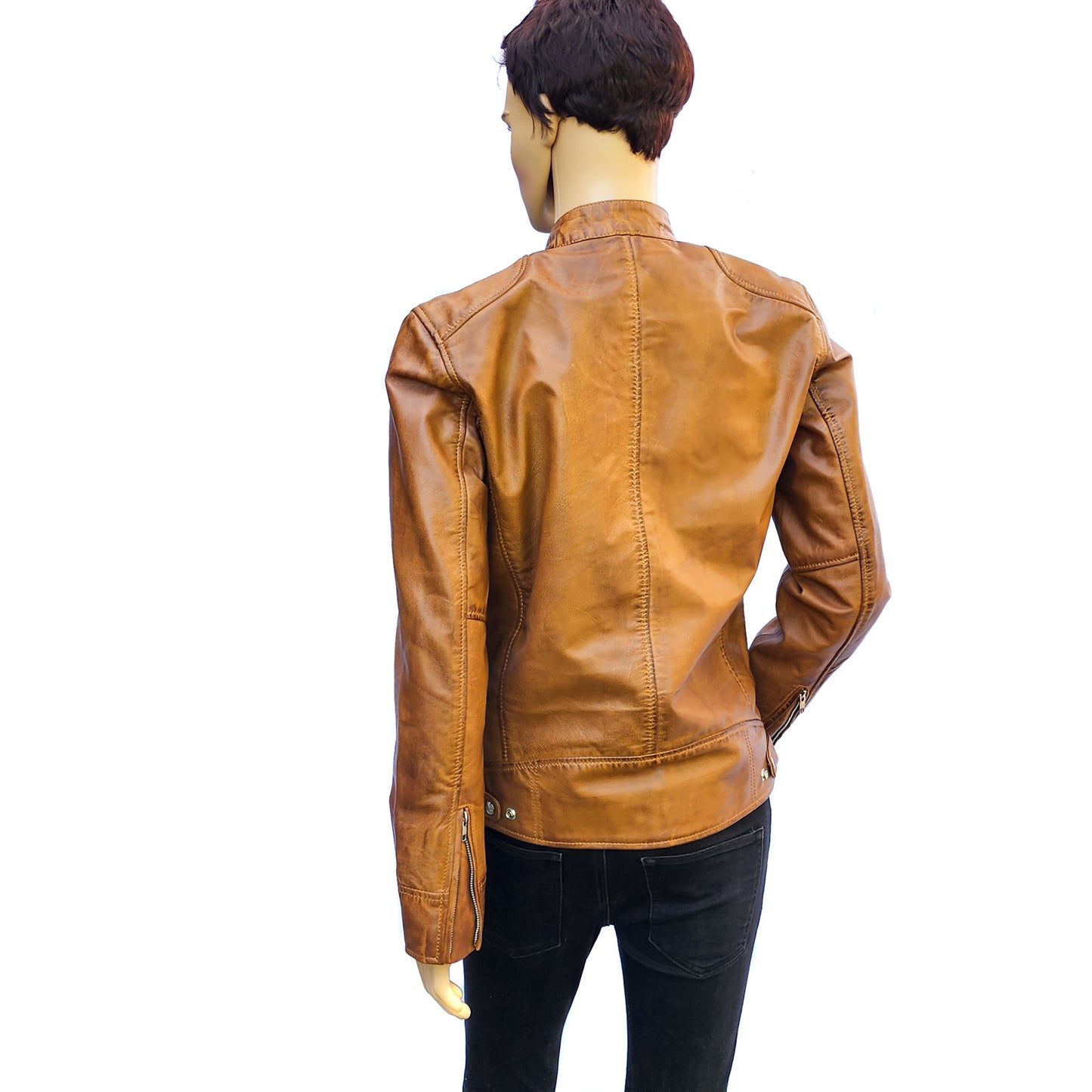 The Camel - Mens REAL Genuine Leather Jacket - Tan Classic Cut
