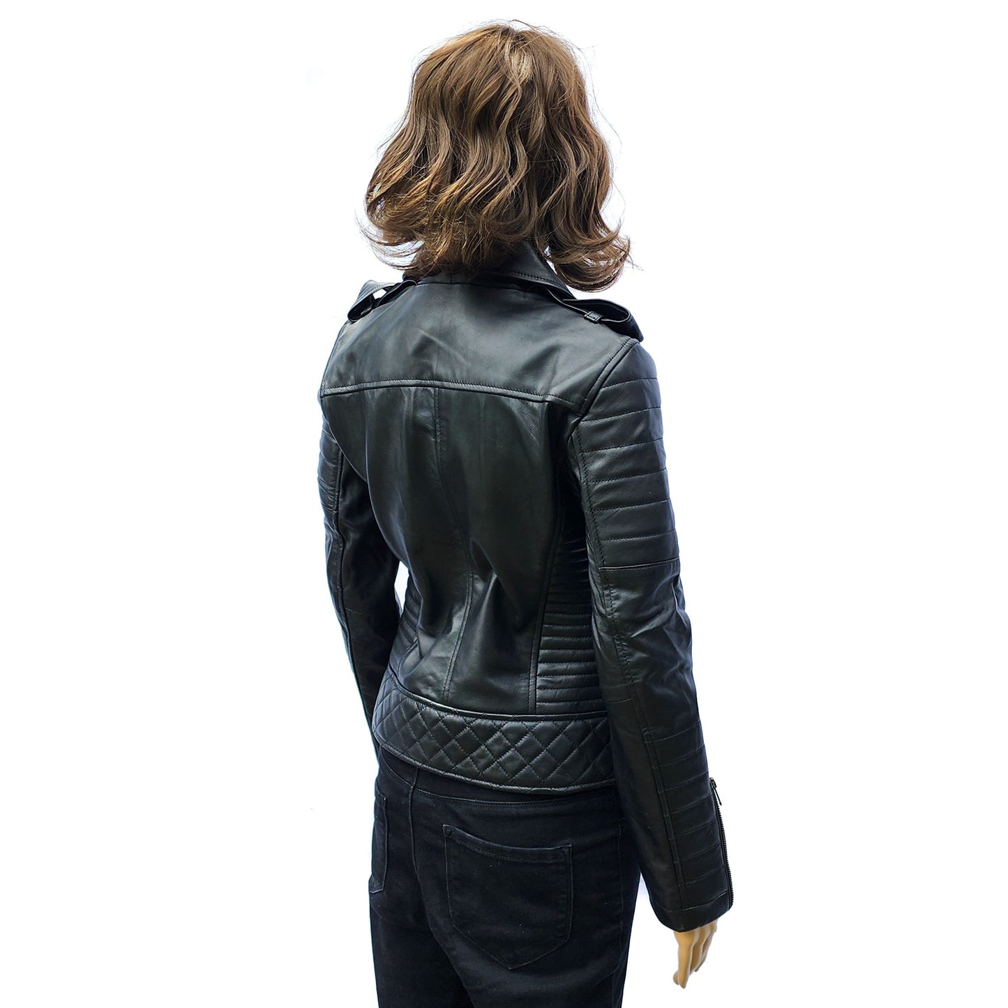 Mystic Rider - Womens REAL Genuine Leather Jacket - Black Side Zip Ribbed